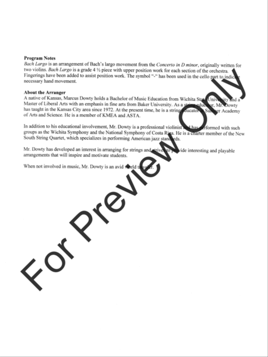 Bach Largo String Orchestra scores gallery preview page 3