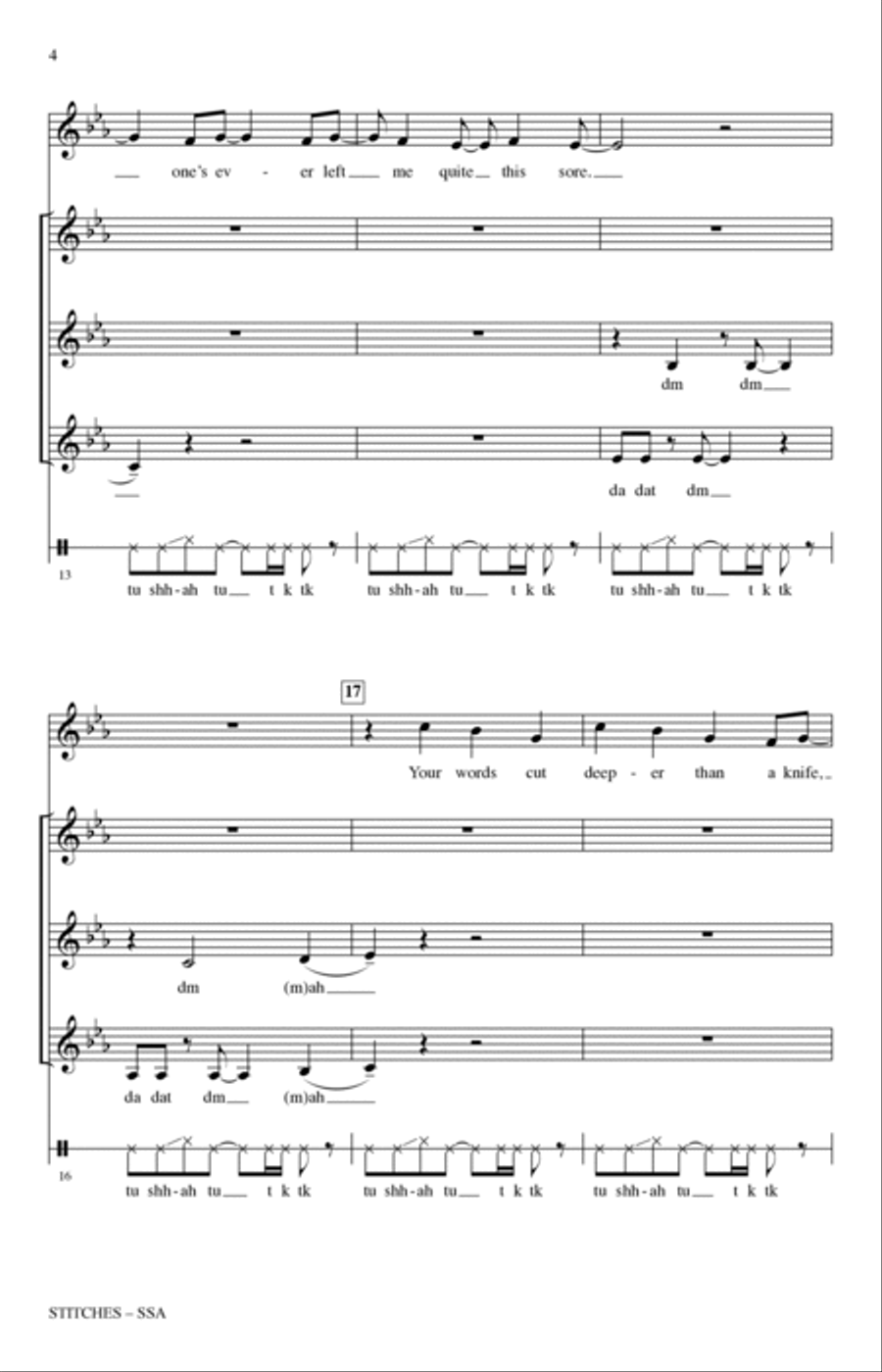 Stitches (arr. Brandy Kay Riha) SSA scores gallery preview page 3