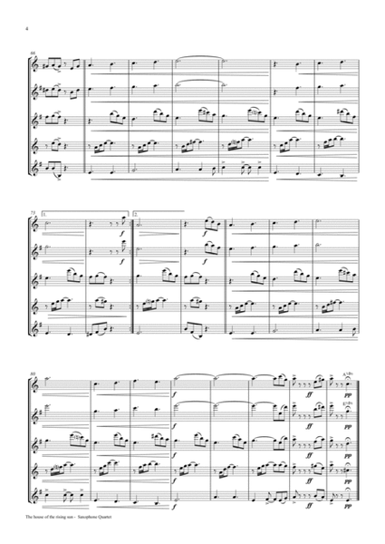 The house of the rising sun - Saxophone Quartet SATB image number null