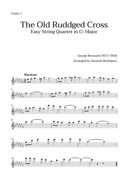 The Old Rugged Cross in Cb Major - Easy String Quartet image number null