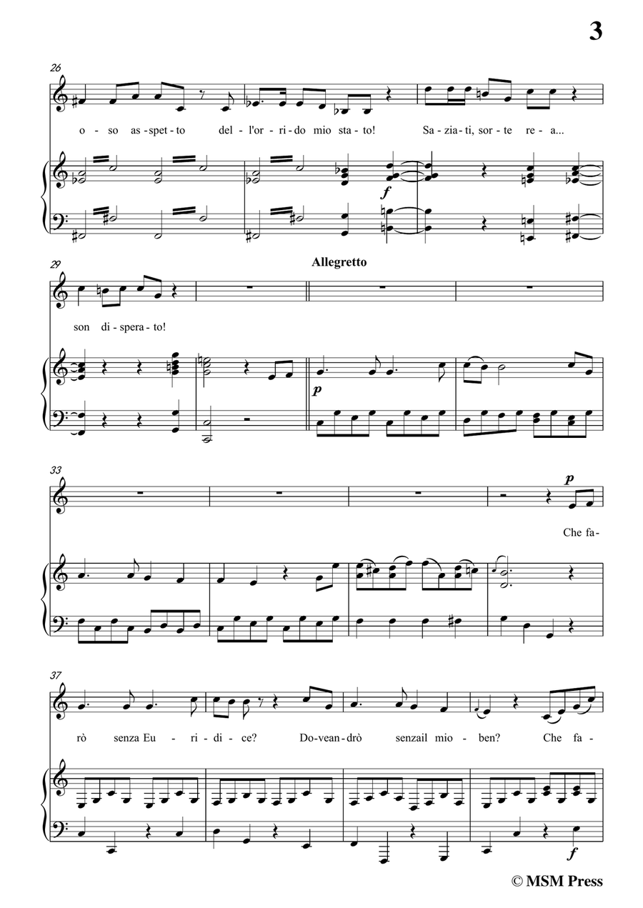 Gluck-Che farò senza Euridice,from 'Orfeo ed Euridice',in C Major,for Voice and Piano Piano, Vocal scores gallery preview page 5
