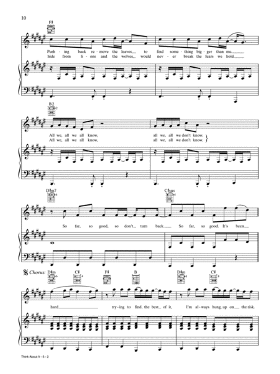 Think About It Piano, Vocal, Guitar scores gallery preview page 2