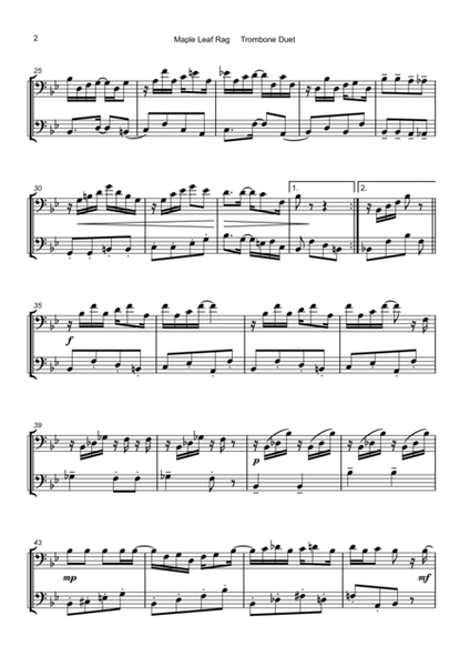 Maple Leaf Rag, by Scott Joplin, Trombone Duet