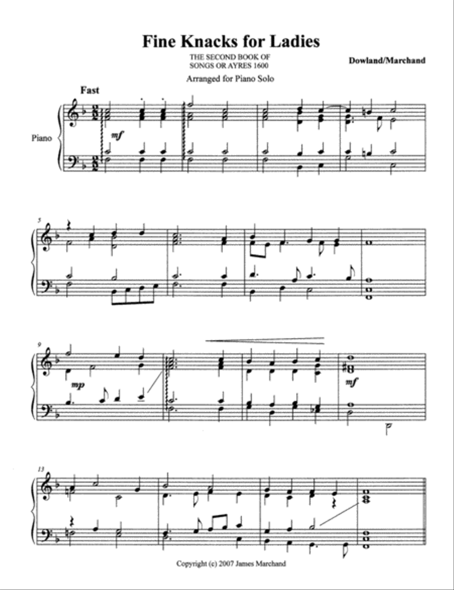 Fine Knacks for Ladies Fine Knacks for Ladies Piano Solo scores gallery preview page 1