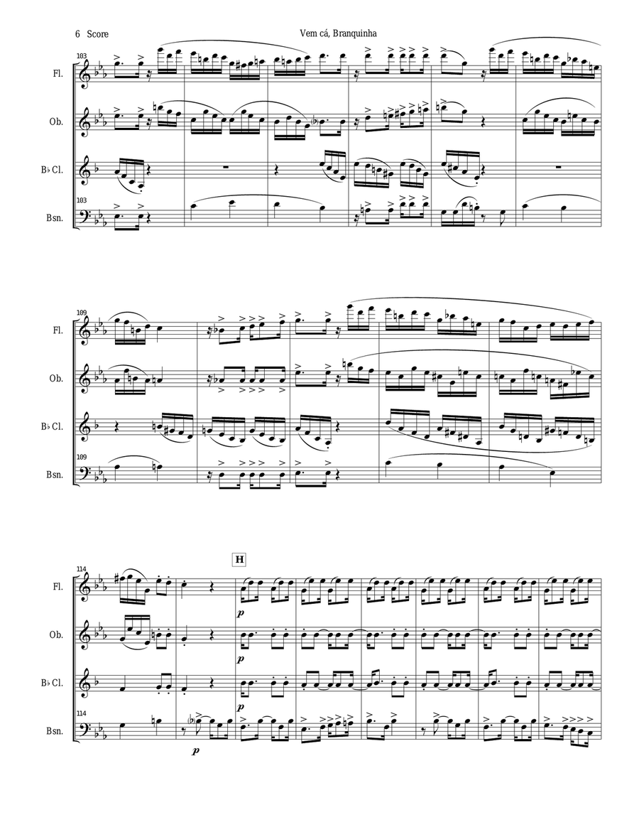 Woodwind quartet - Tango by Ernesto Nazareth Woodwind Quartet scores gallery preview page 6