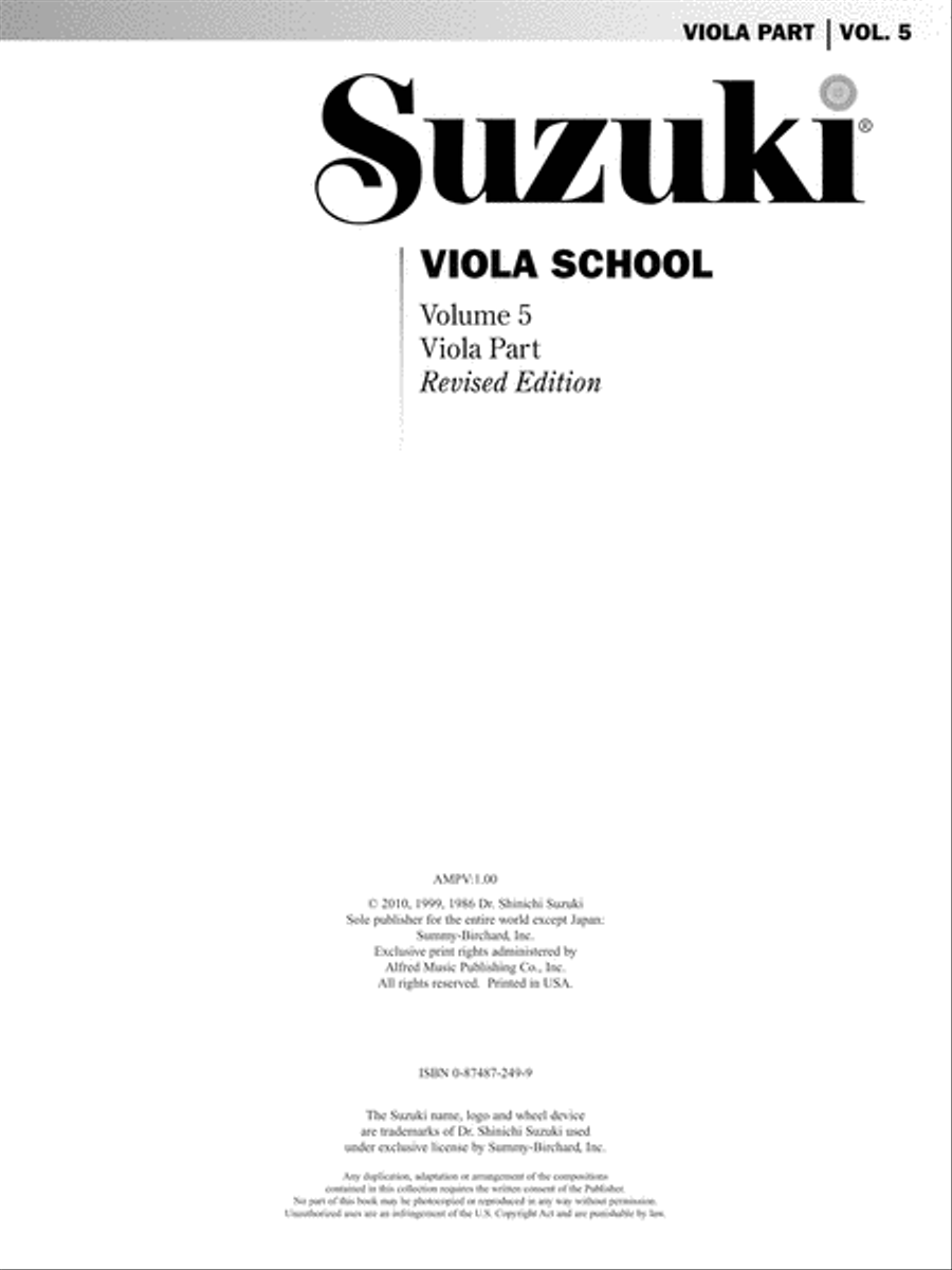 Suzuki Viola School, Volume 5