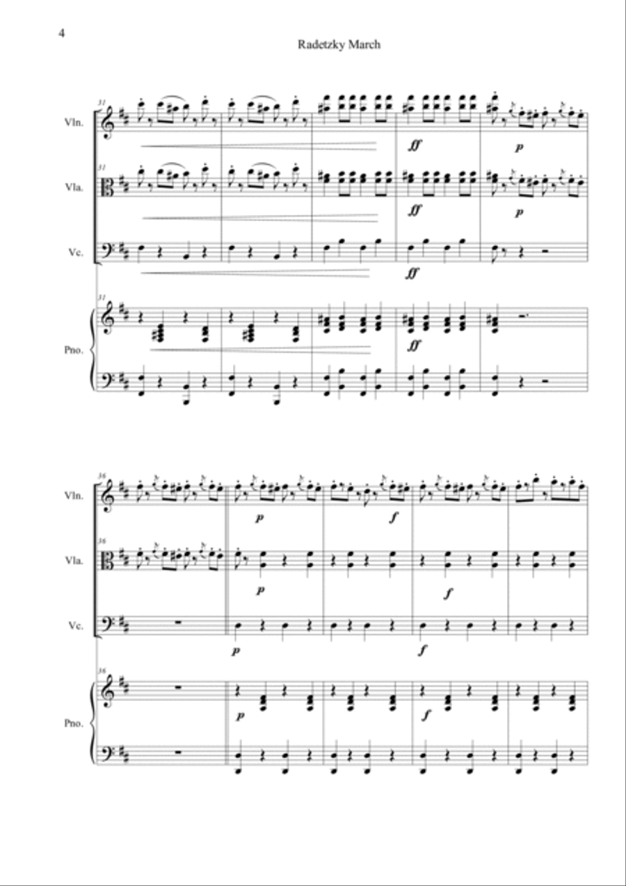 Radetzky Marsch Piano Quartet scores gallery preview page 4