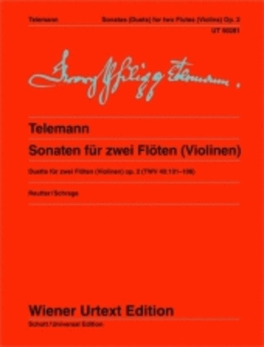 Telemann - 6 Sonatas Op 2 For 2 Flutes Or 2 Violins Urtext