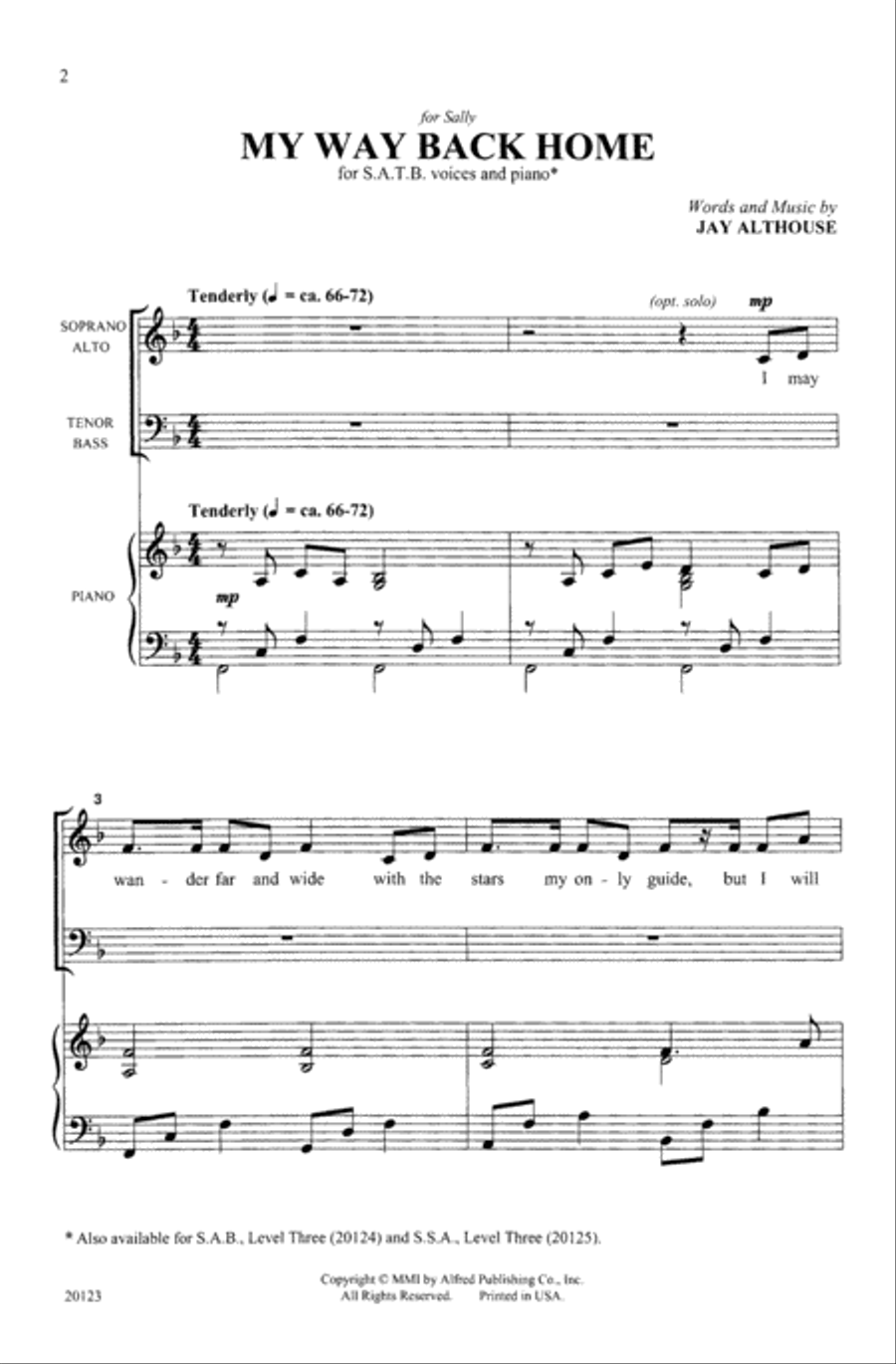 My Way Back Home Choir scores gallery preview page 1
