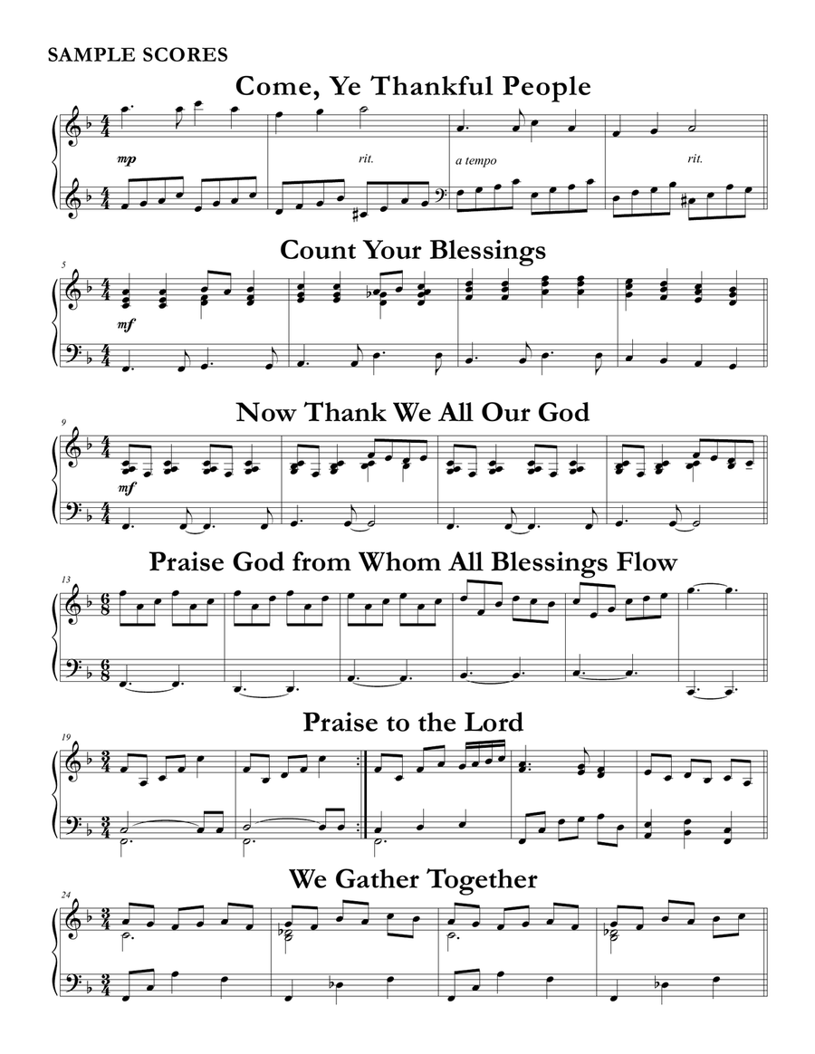 Hymns of Thanksgiving (A Collection of One-Page Hymns for Solo Piano) Piano Solo scores gallery preview page 5
