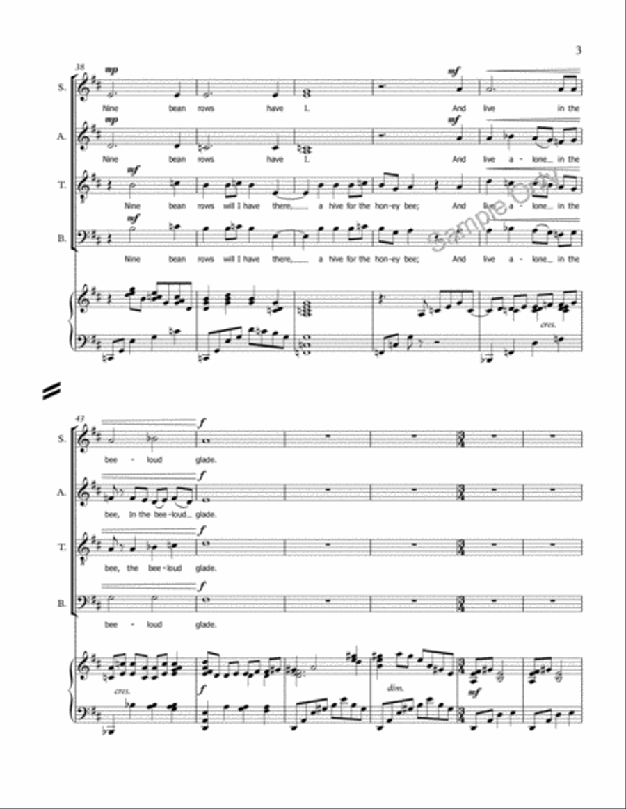 The Lake Isle Of Innisfree 4-Part scores gallery preview page 4