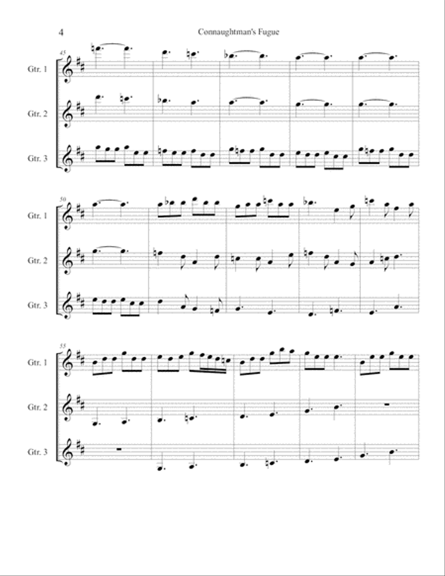Connaughtman’s Fugue (Guitar Trio) Guitar Ensemble scores gallery preview page 6