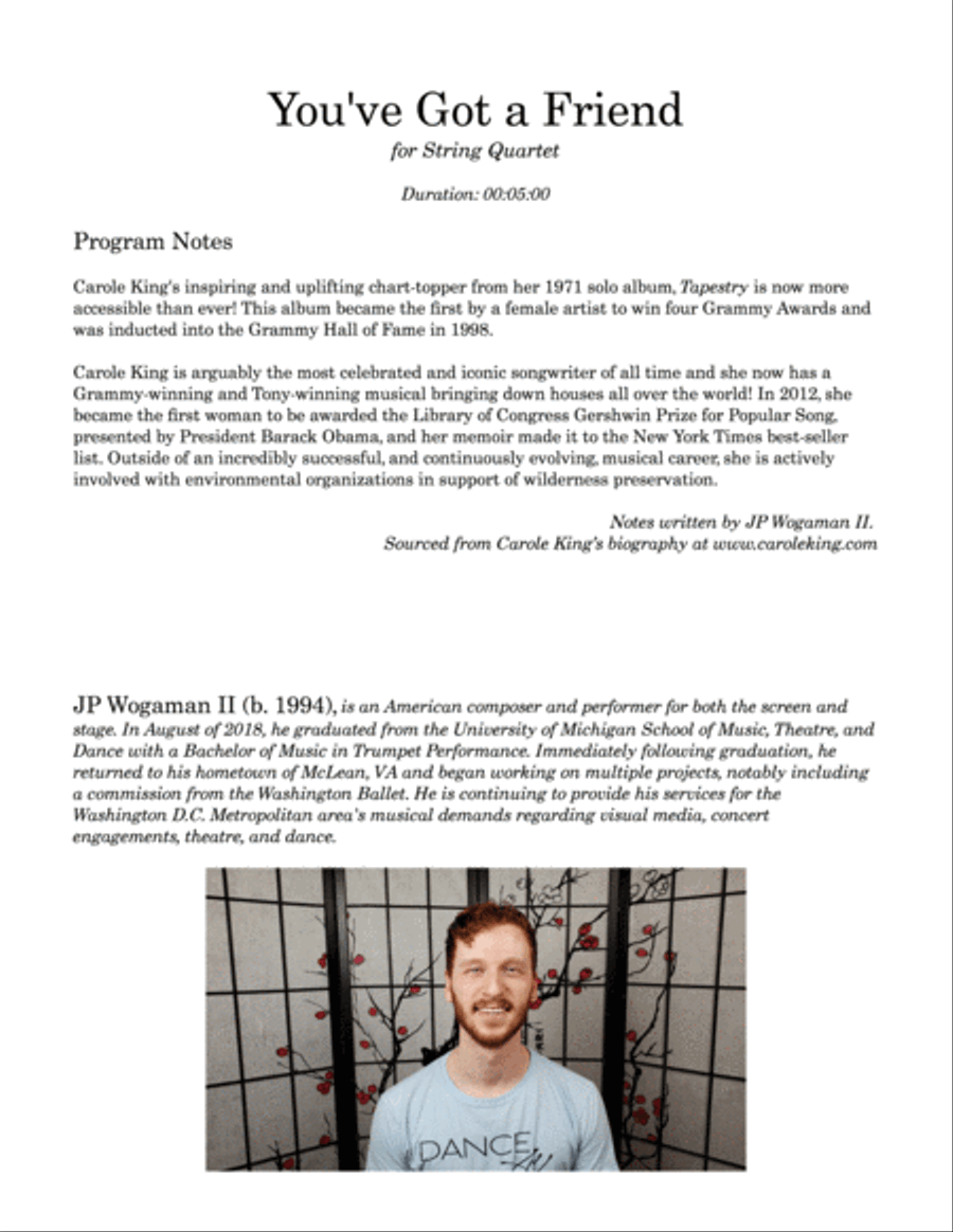 You've Got A Friend String Quartet scores gallery preview page 3
