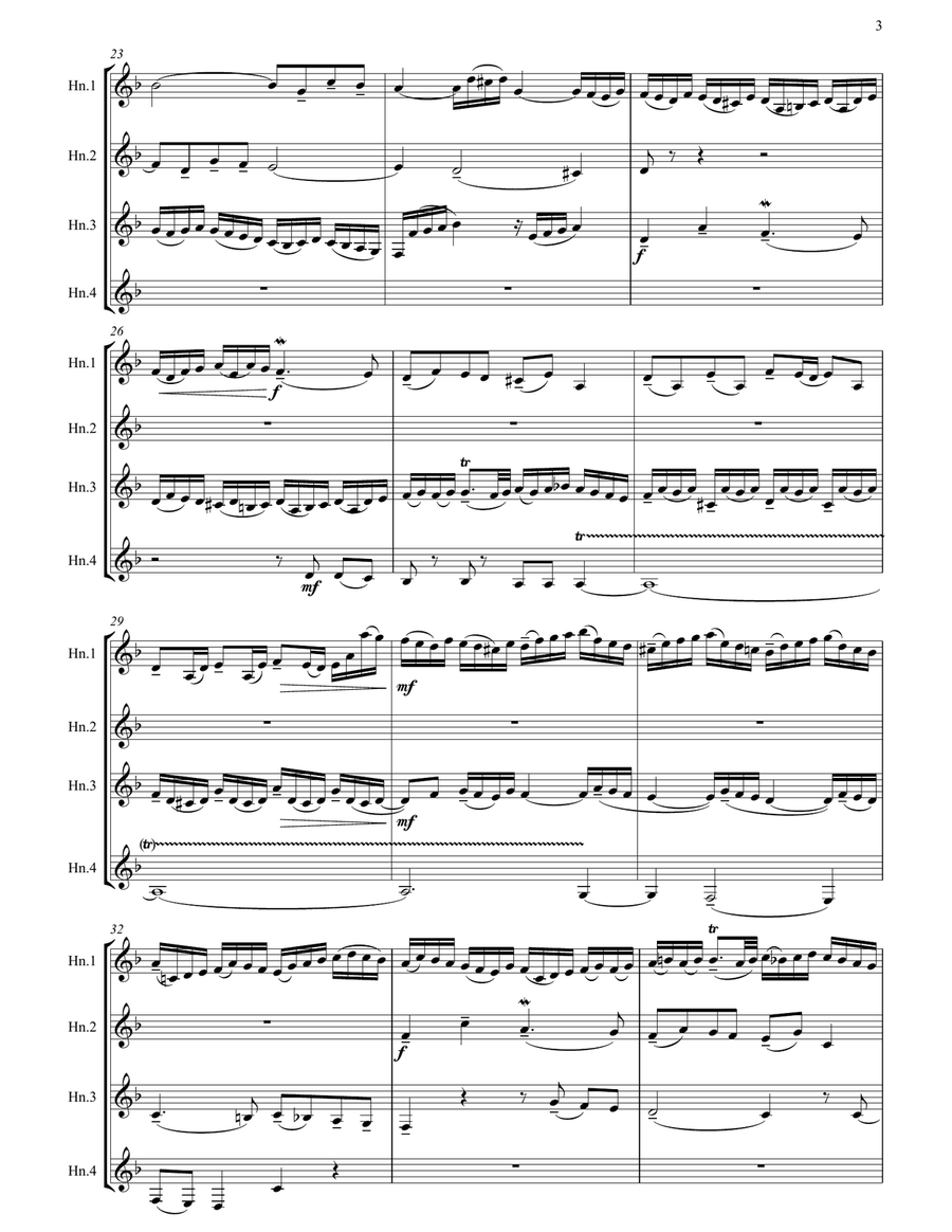 Little Fugue in G minor arranged for French Horn Quartet French Horn Quartet scores gallery preview page 4