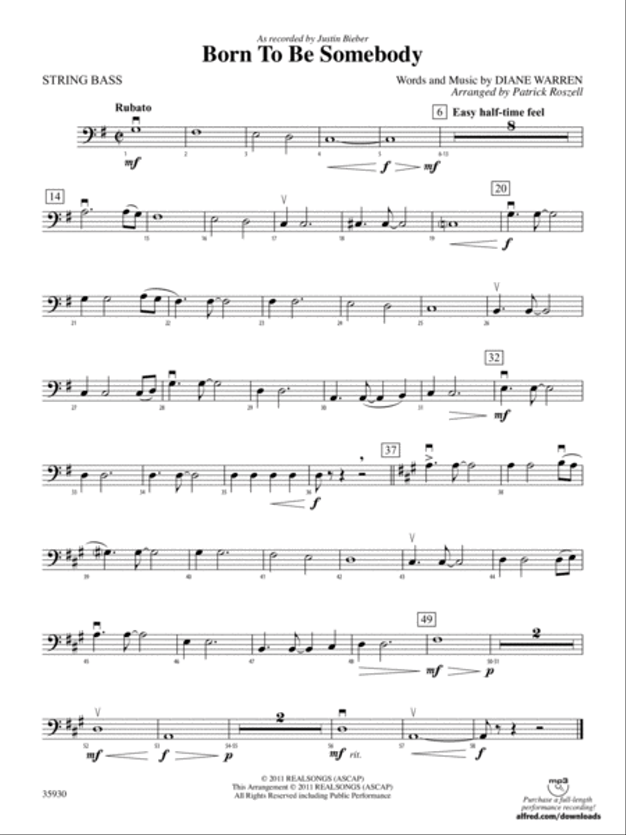 Born to Be Somebody: String Bass String Orchestra scores gallery preview page 1
