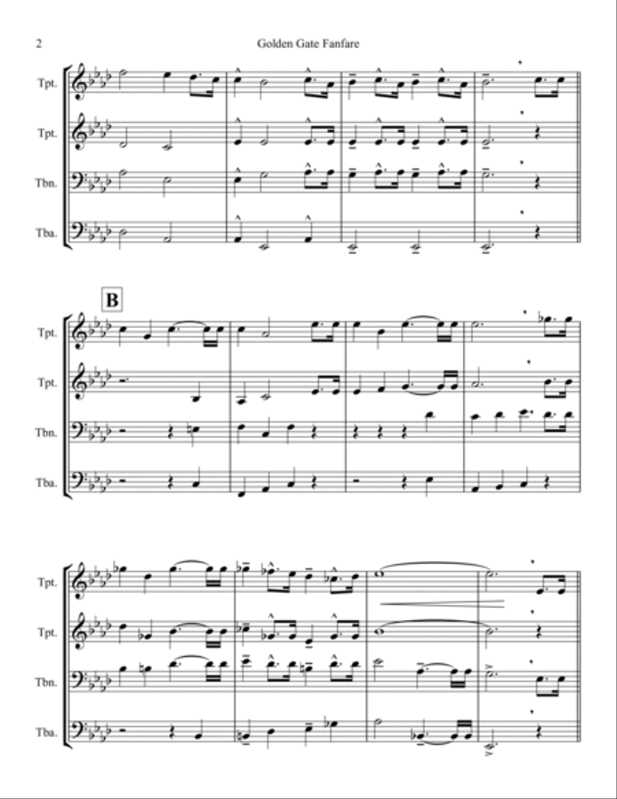 Golden Gate Fanfare - Brass Quartet Version Brass Quartet scores gallery preview page 2
