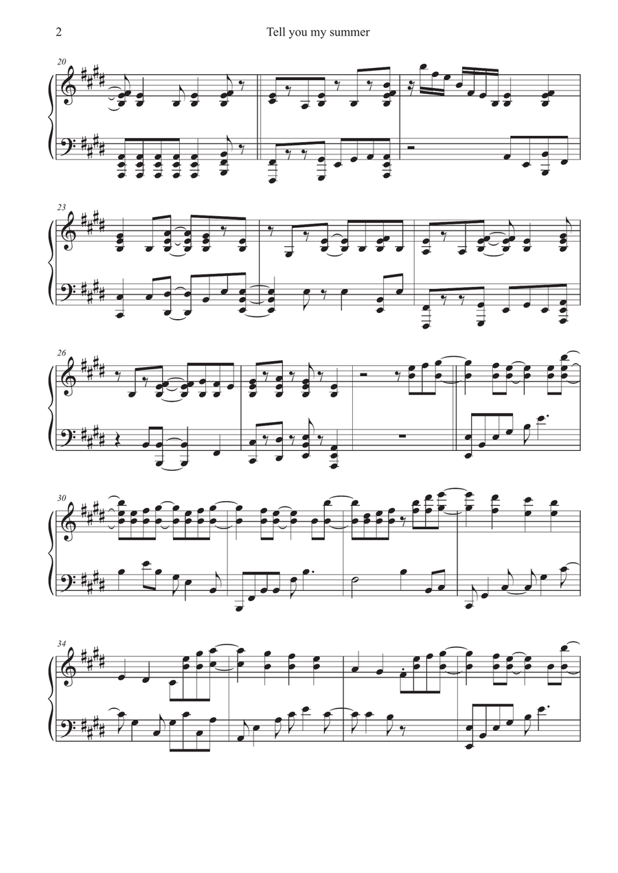 Tell you my summer Easy Piano scores gallery preview page 2