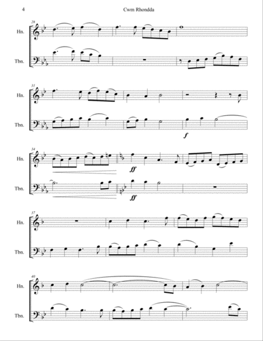 Cwm Rhondda - God of Grace and God of Glory Brass Duet scores gallery preview page 4