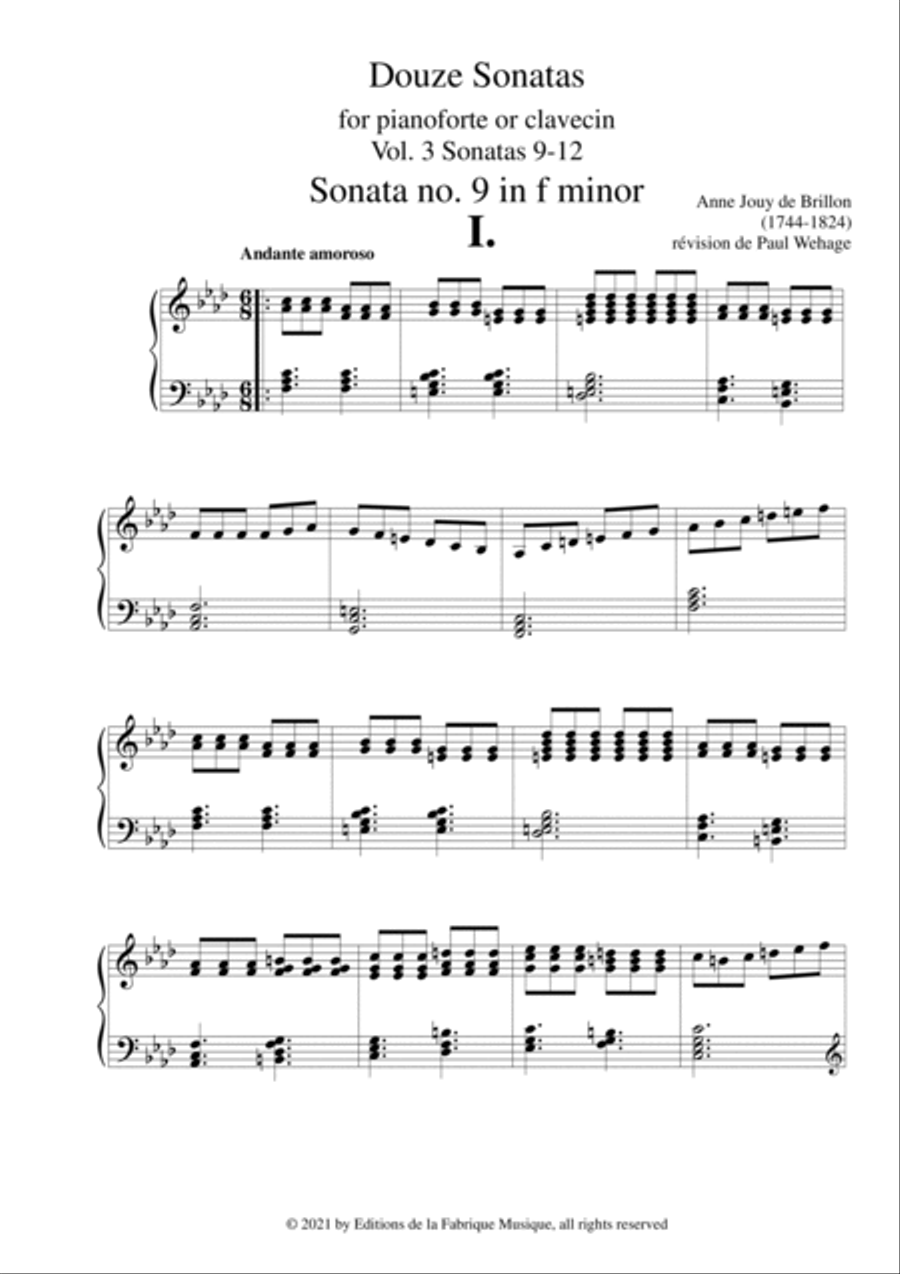 Anne-Louise Brillon de Jouy: 12 Sonatas, Vol. 3: Sonatas 9-12 for piano or harpsichord Harpsichord scores gallery preview page 3