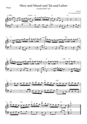 Book cover for Cantata Herz und Mund und Tat und Leben (J.S. Bach BWV 147) for Piano Solo with Chords