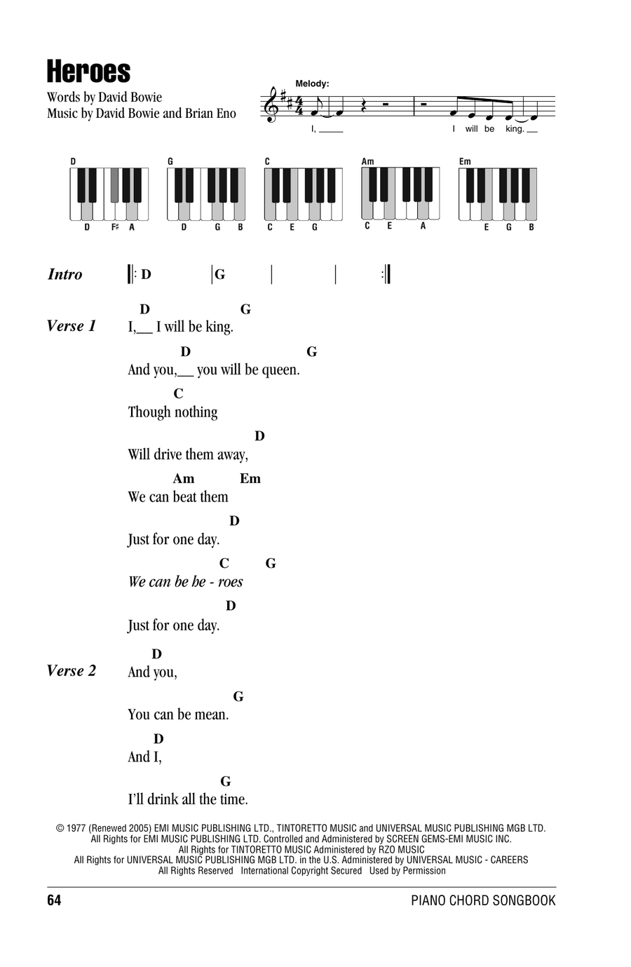 Heroes Heroes Piano scores gallery preview page 1