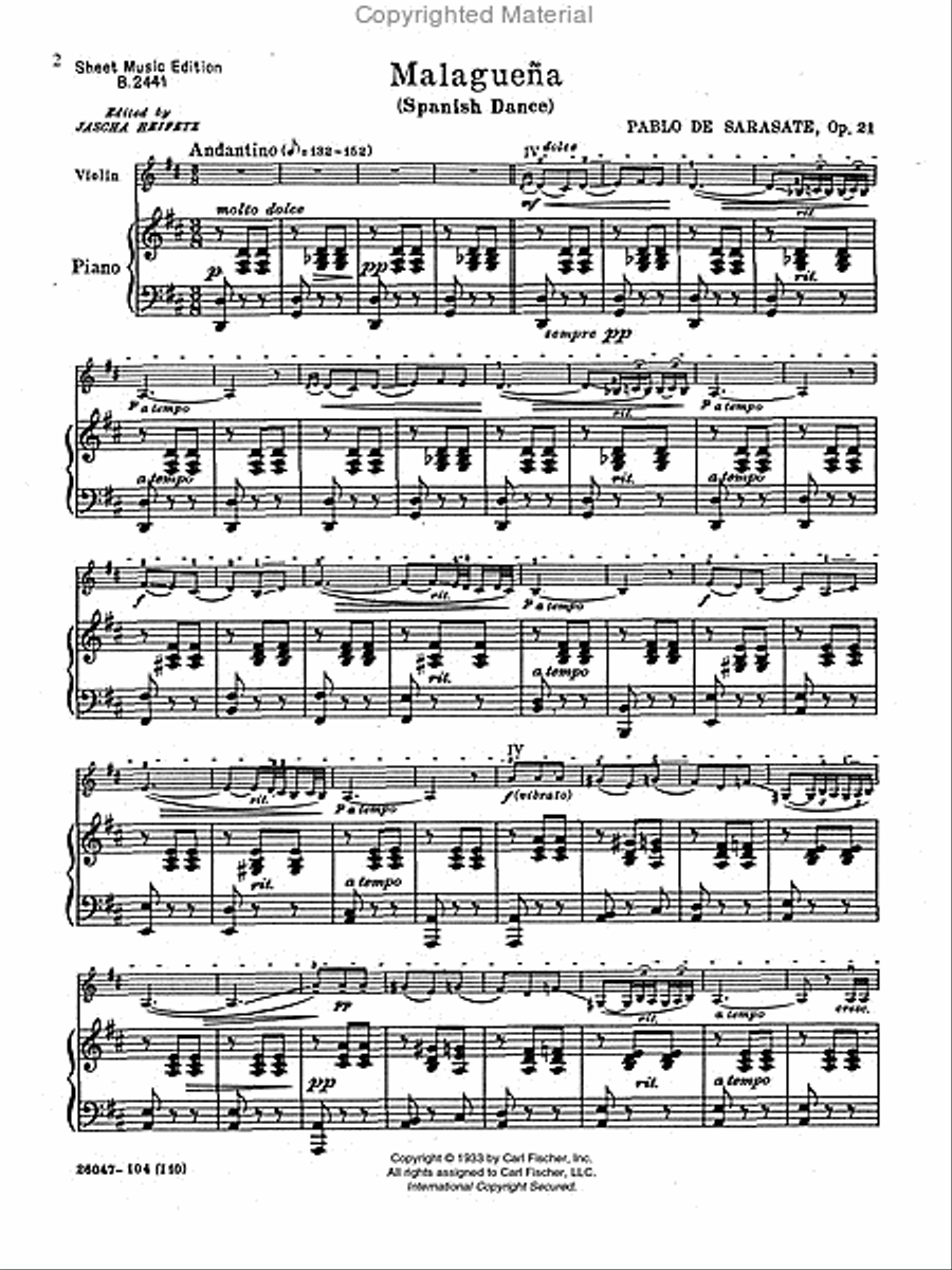 Malaguena Violin Solo scores gallery preview page 2