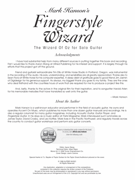 Fingerstyle Wizard "The Wizard of Oz" - Solo Guitar (Book & CD) image number null