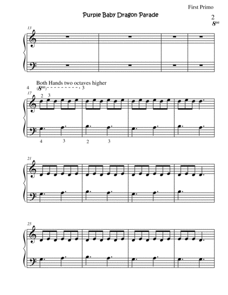 Purple Baby Dragon Parade, Piano Quartet, one piano - eight hands