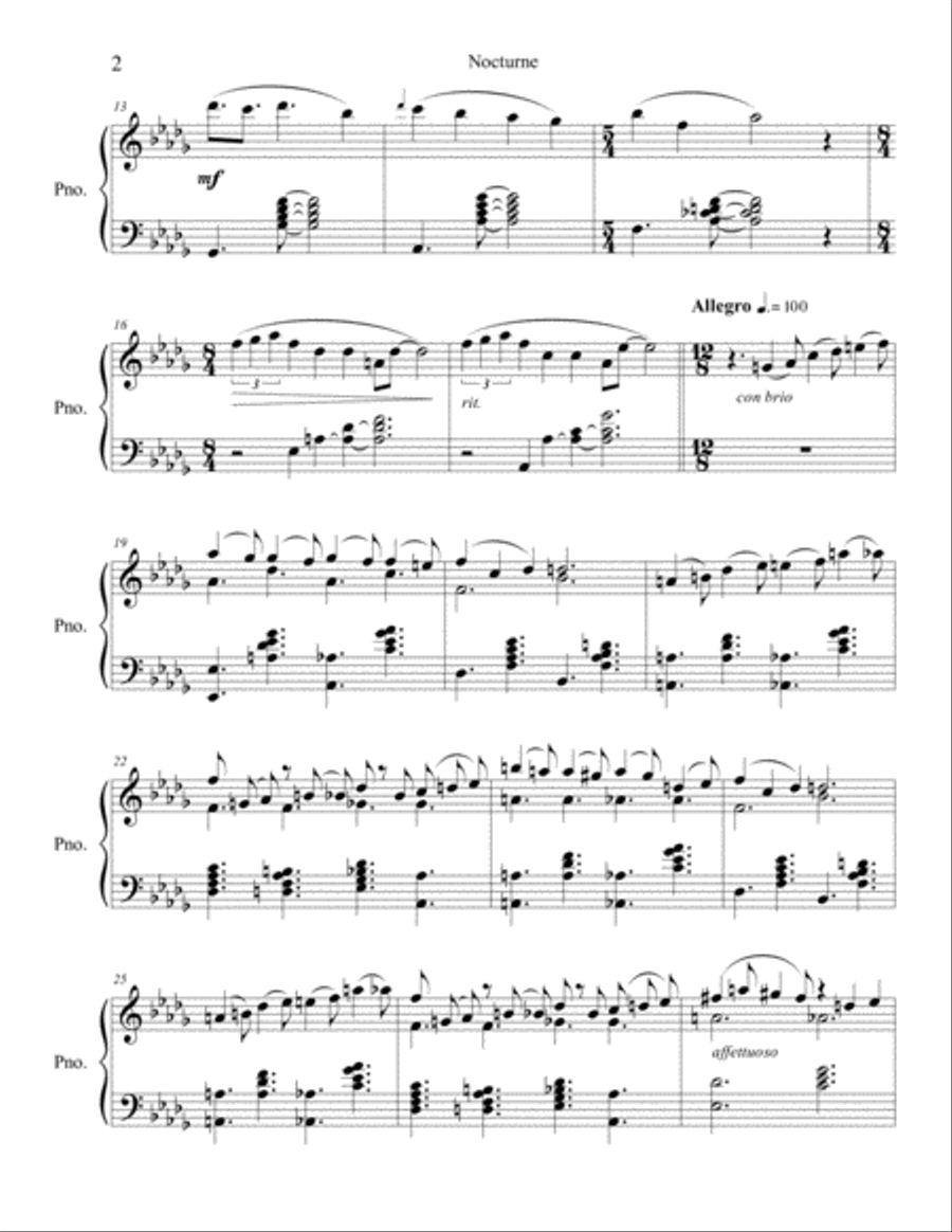 Nocturne (Andrew Lee) Piano Solo scores gallery preview page 2