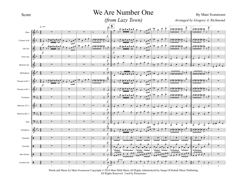 We Are Number One Marching Band scores gallery preview page 1