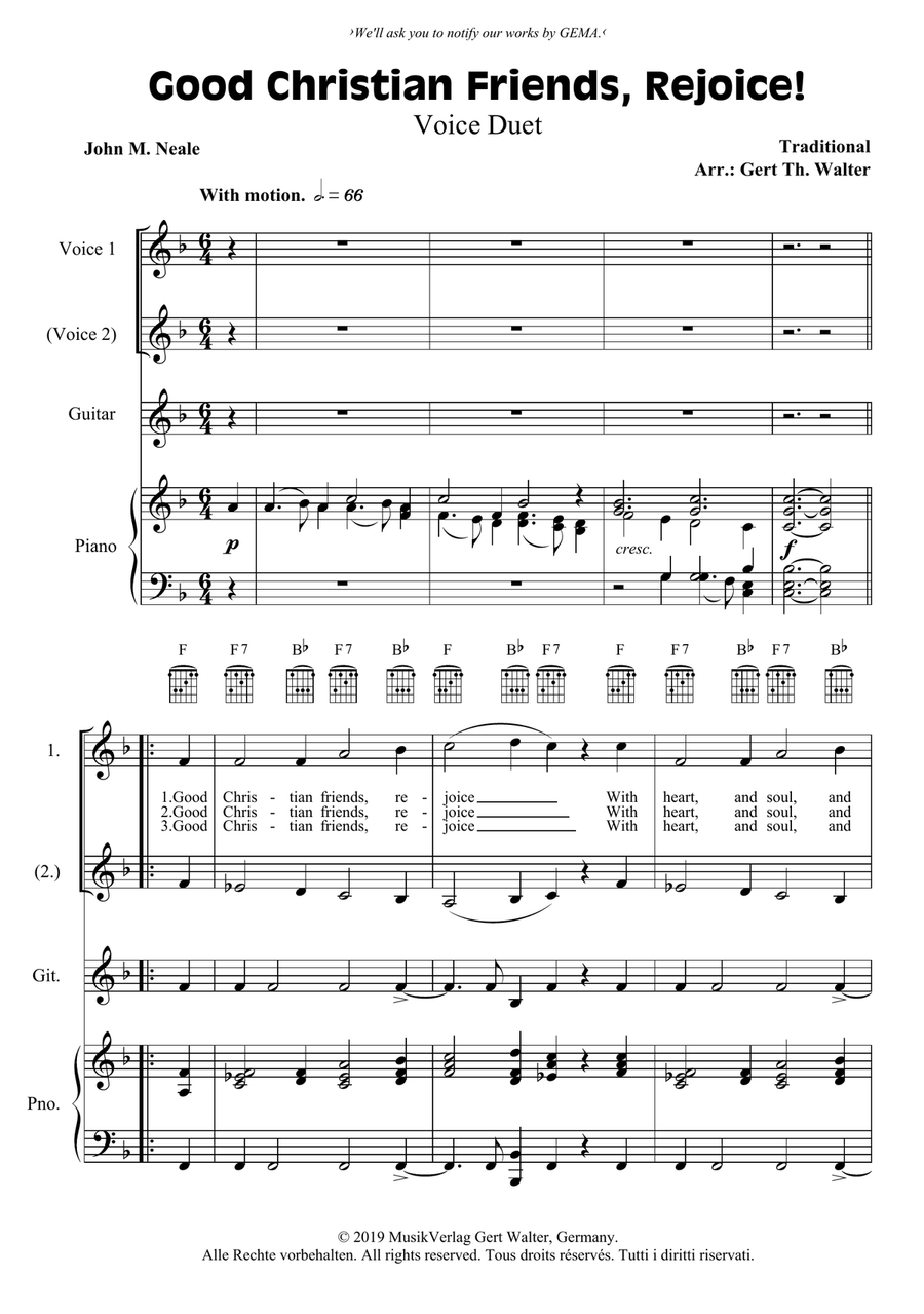 Good Christian Friends, Rejoice! Vocal Duet scores gallery preview page 1
