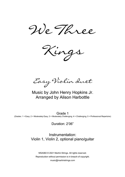 We Three Kings - easy violin duet image number null