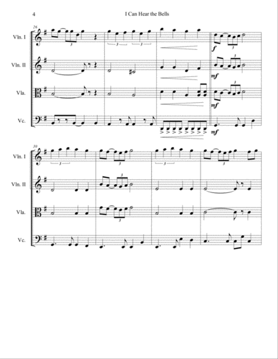 I Can Hear The Bells String Quartet scores gallery preview page 4