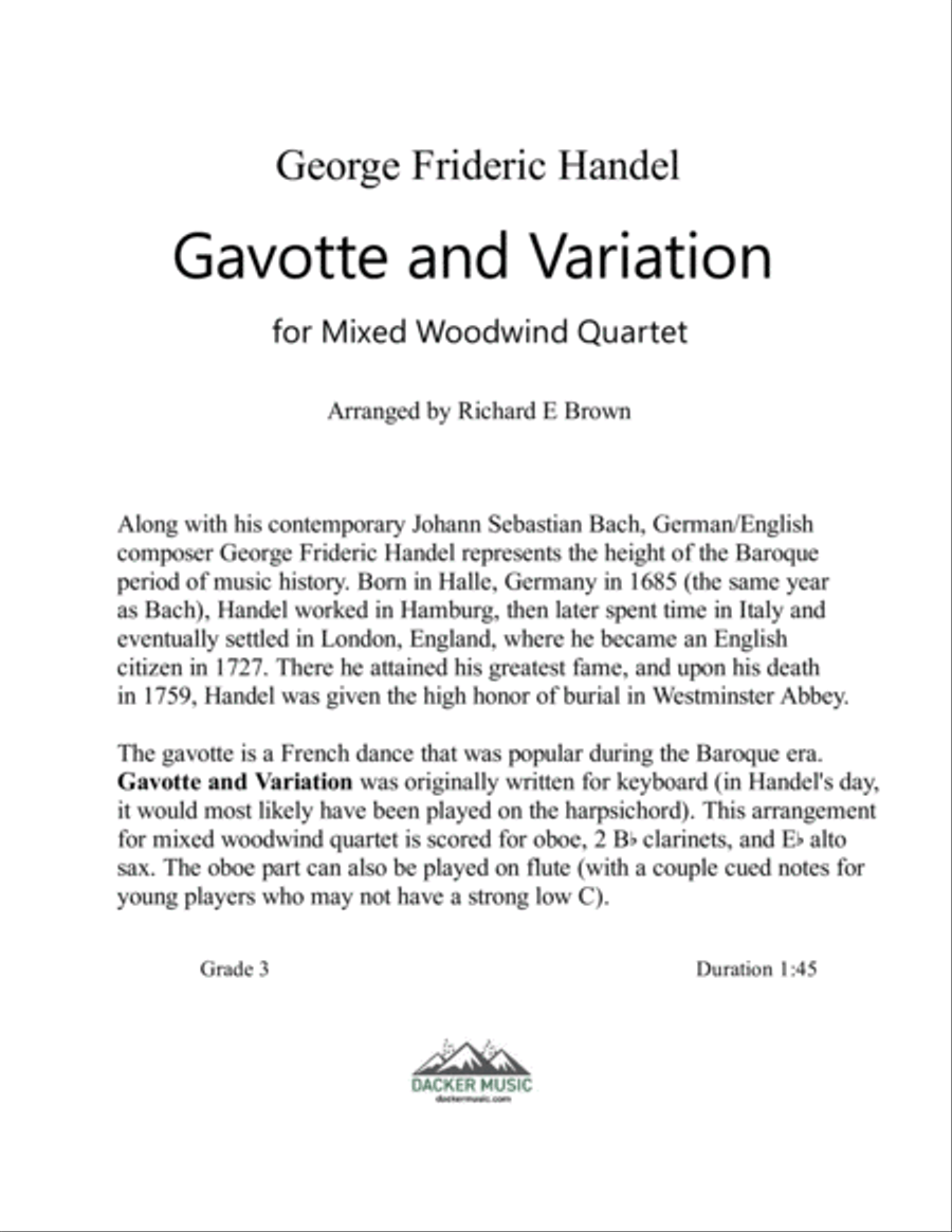 Gavotte and Variation - Woodwind Quartet Woodwind Quartet scores gallery preview page 2