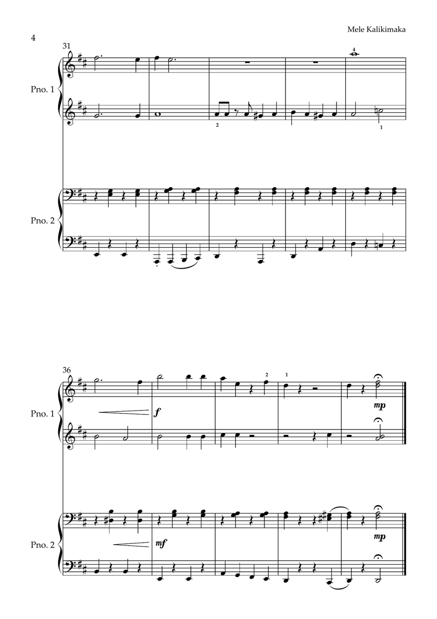 Mele Kalikimaka 1 Piano, 4-Hands scores gallery preview page 4