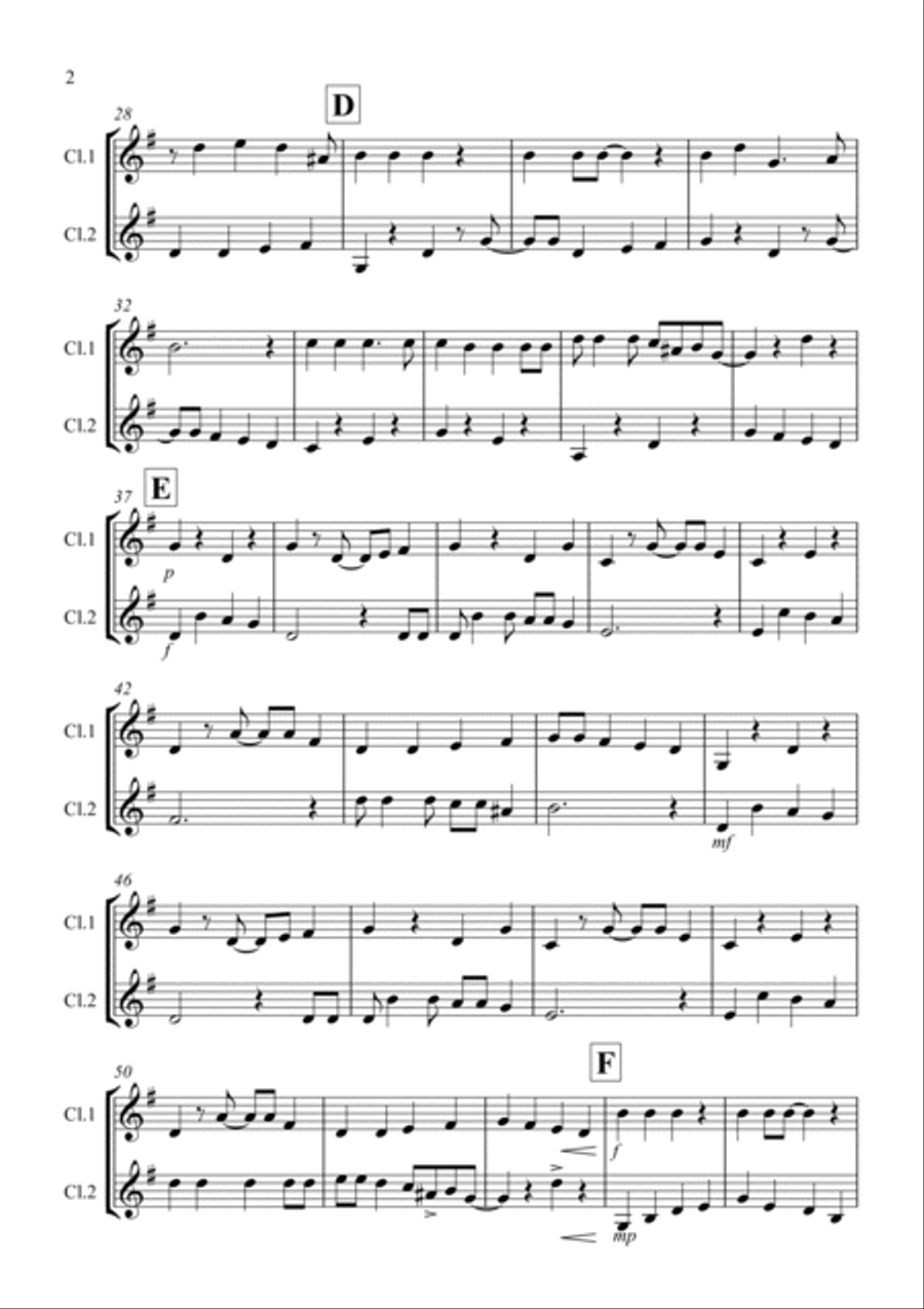 Jingle Bells (Jazzy Style!) for Clarinet Duet Clarinet Duet scores gallery preview page 2