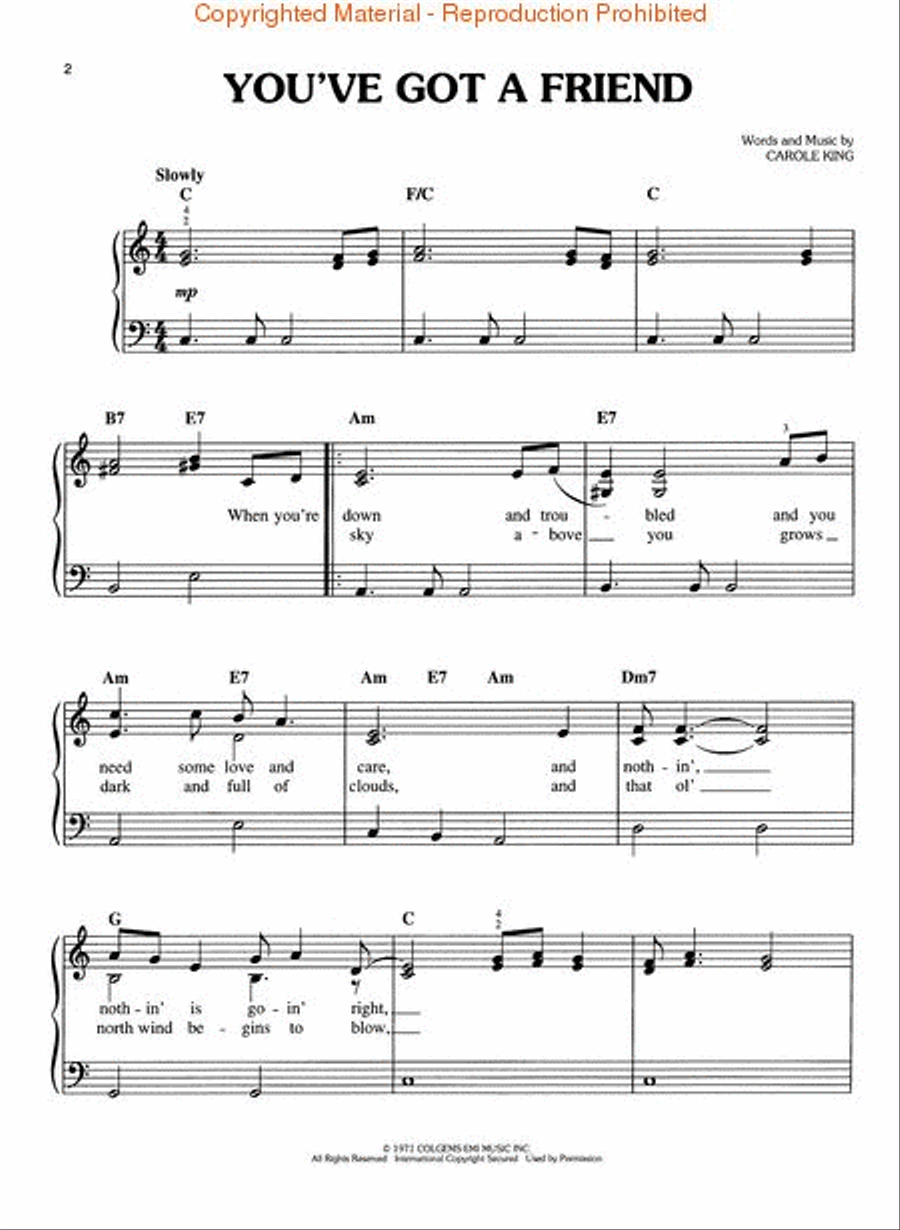 You've Got A Friend Piano, Vocal, Guitar scores gallery preview page 2