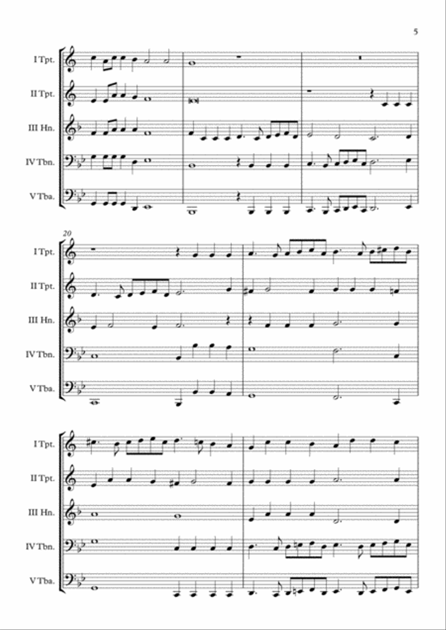 Canzon II a 4 Ch.187 (Giovanni Gabrieli) Brass Quintet arr. Adrian Wagner Brass Quintet scores gallery preview page 5