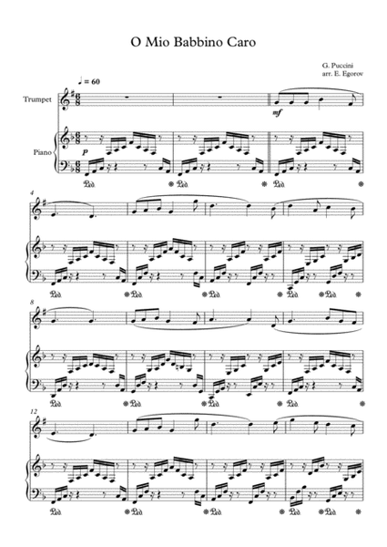 O Mio Babbino Caro, Giacomo Puccini, For Trumpet & Piano image number null