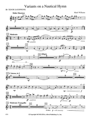 Variations on a Nautical Hymn: B-flat Tenor Saxophone