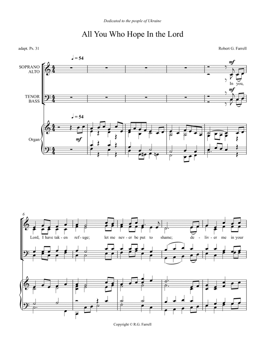 All You Who Hope in the Lord 4-Part scores gallery preview page 1