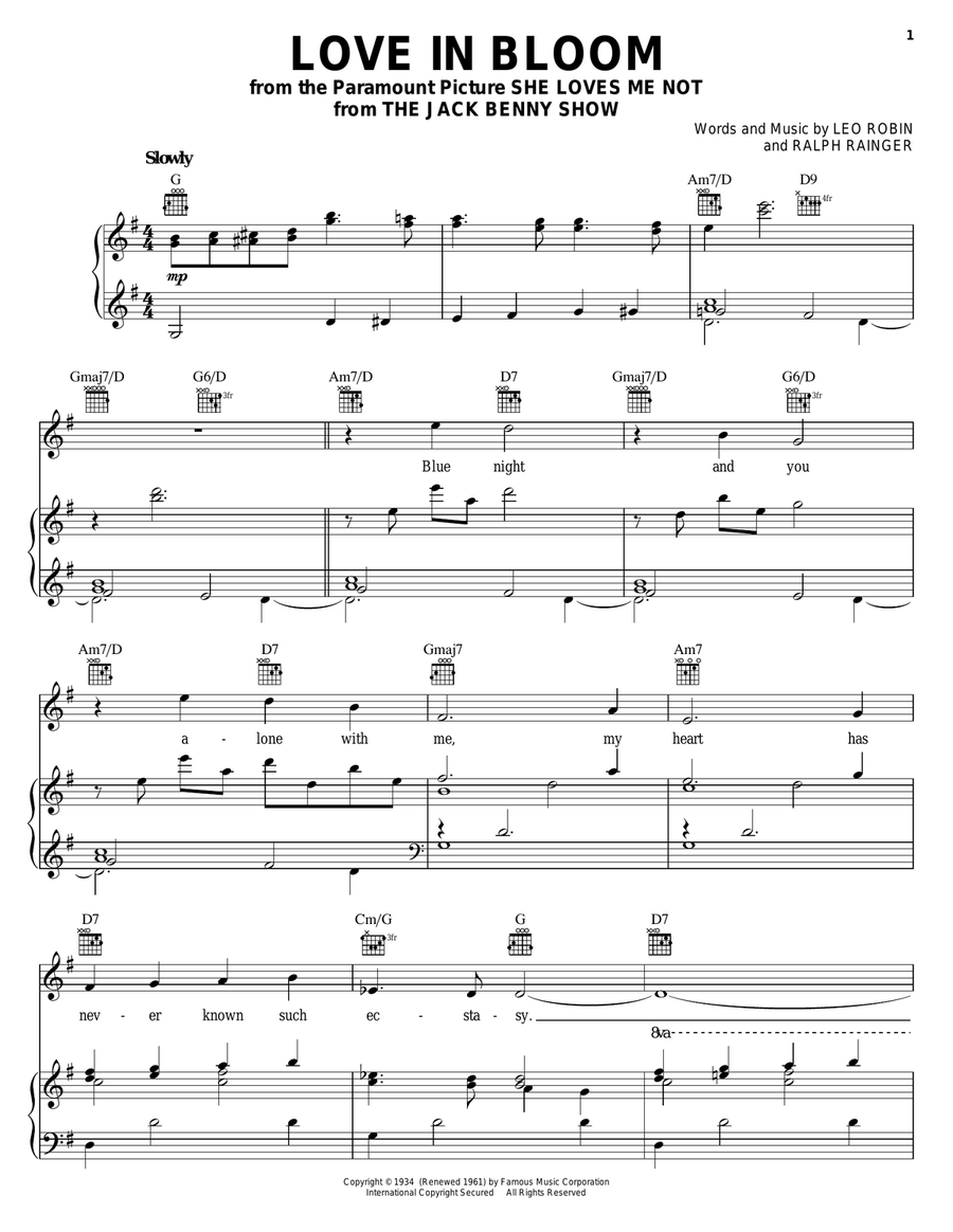 Love In Bloom Love In Bloom Piano, Vocal, Guitar scores gallery preview page 1