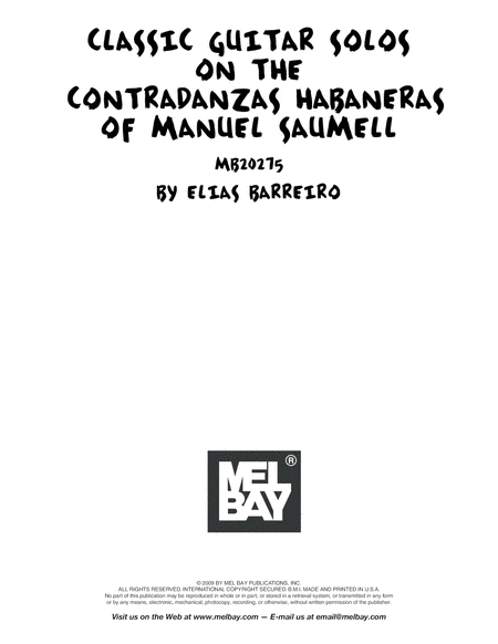 Classic Guitar Solos on the Contradanzas Habaneras of Manuel Saumell