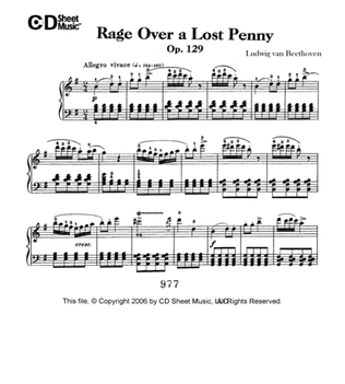 Rage Over A Lost Penny (rondo A Capriccio In G), Op. 129