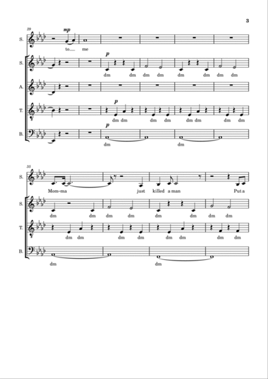 Bohemian Rhapsody 4-Part scores gallery preview page 3