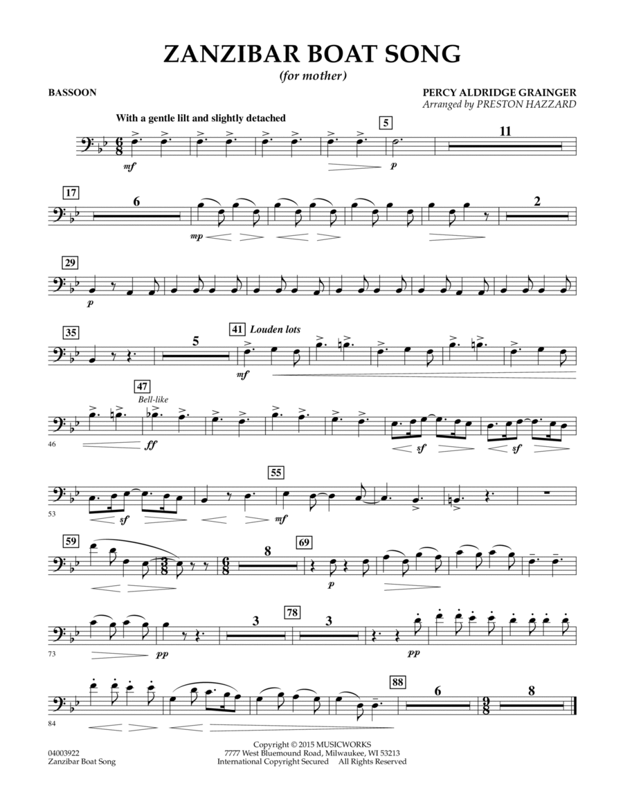 Zanzibar Boat Song - Bassoon Bassoon scores gallery preview page 1