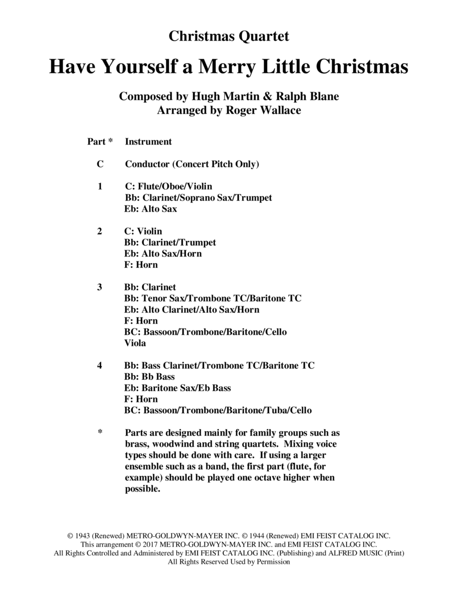 Have Yourself A Merry Little Christmas Brass Quartet scores gallery preview page 1