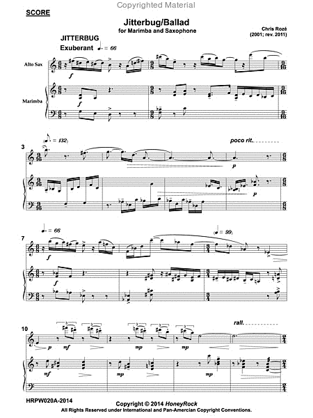 Jitterbug/Ballad for Alto/Soprano Saxophone and Marimba
