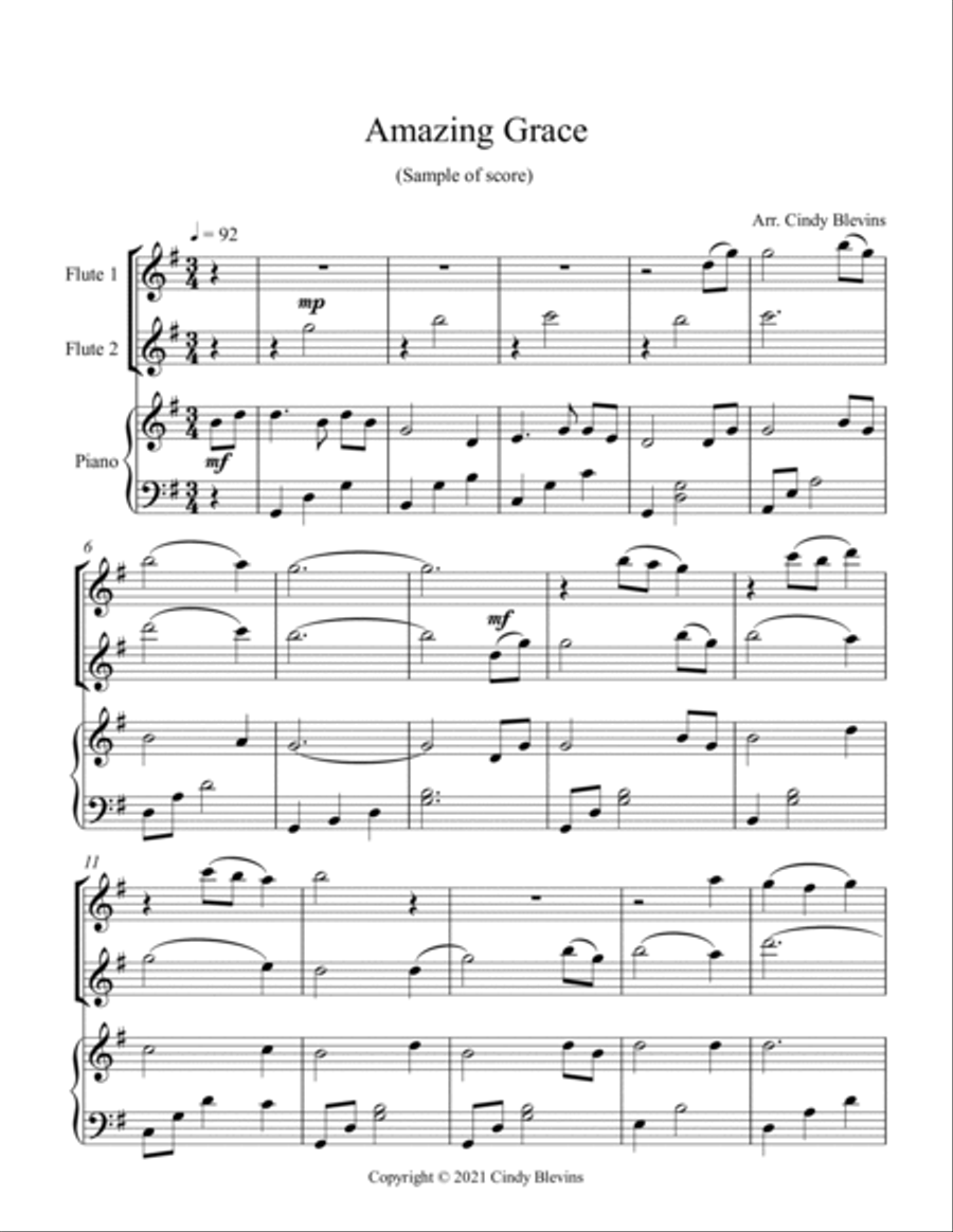 12 Favorite Hymns, Two Flutes and Piano 12 Favorite Hymns, Two Flutes and Piano Flute Duet scores gallery preview page 2