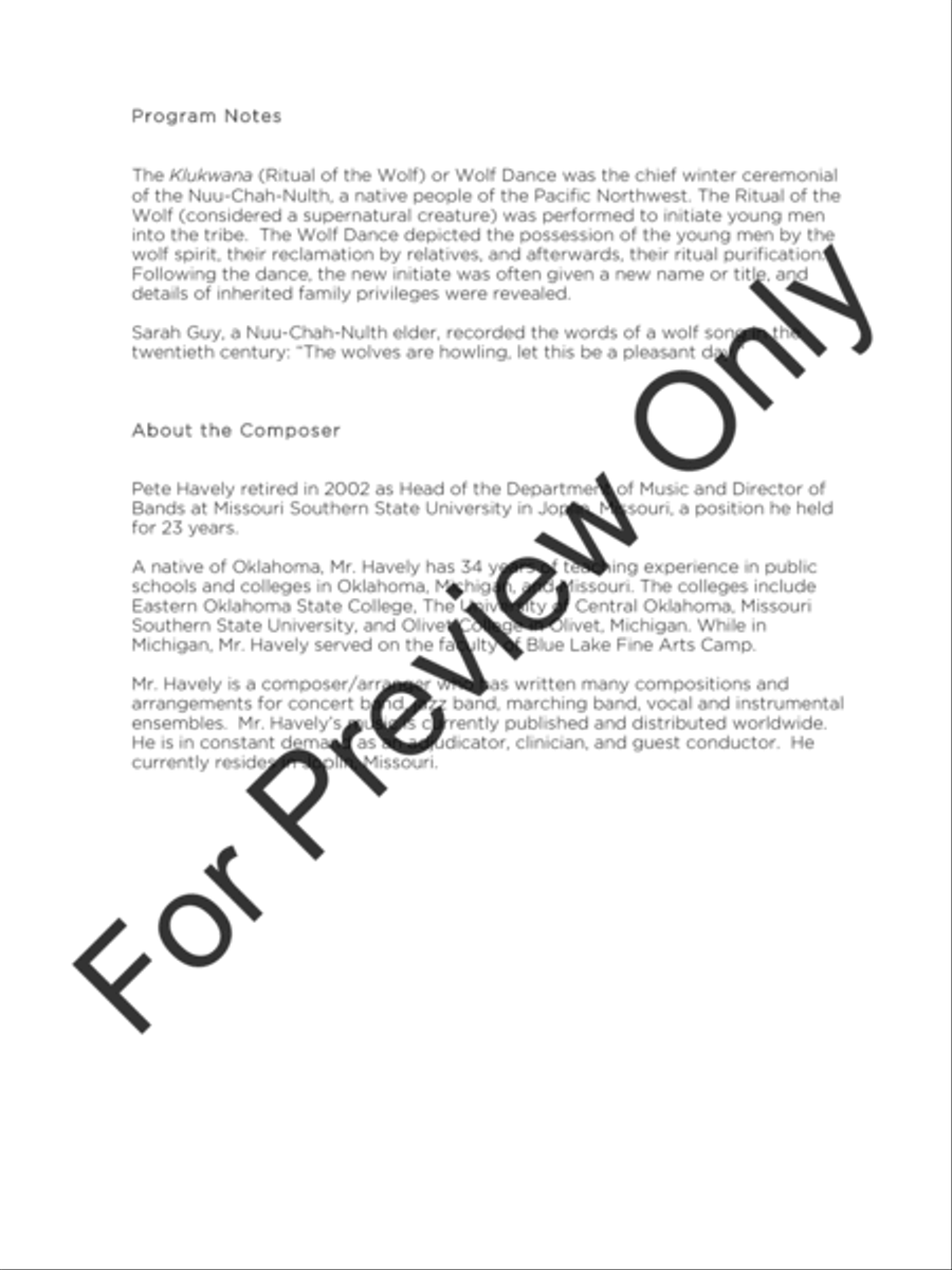 Wolf Dancers (Score) Concert Band scores gallery preview page 3